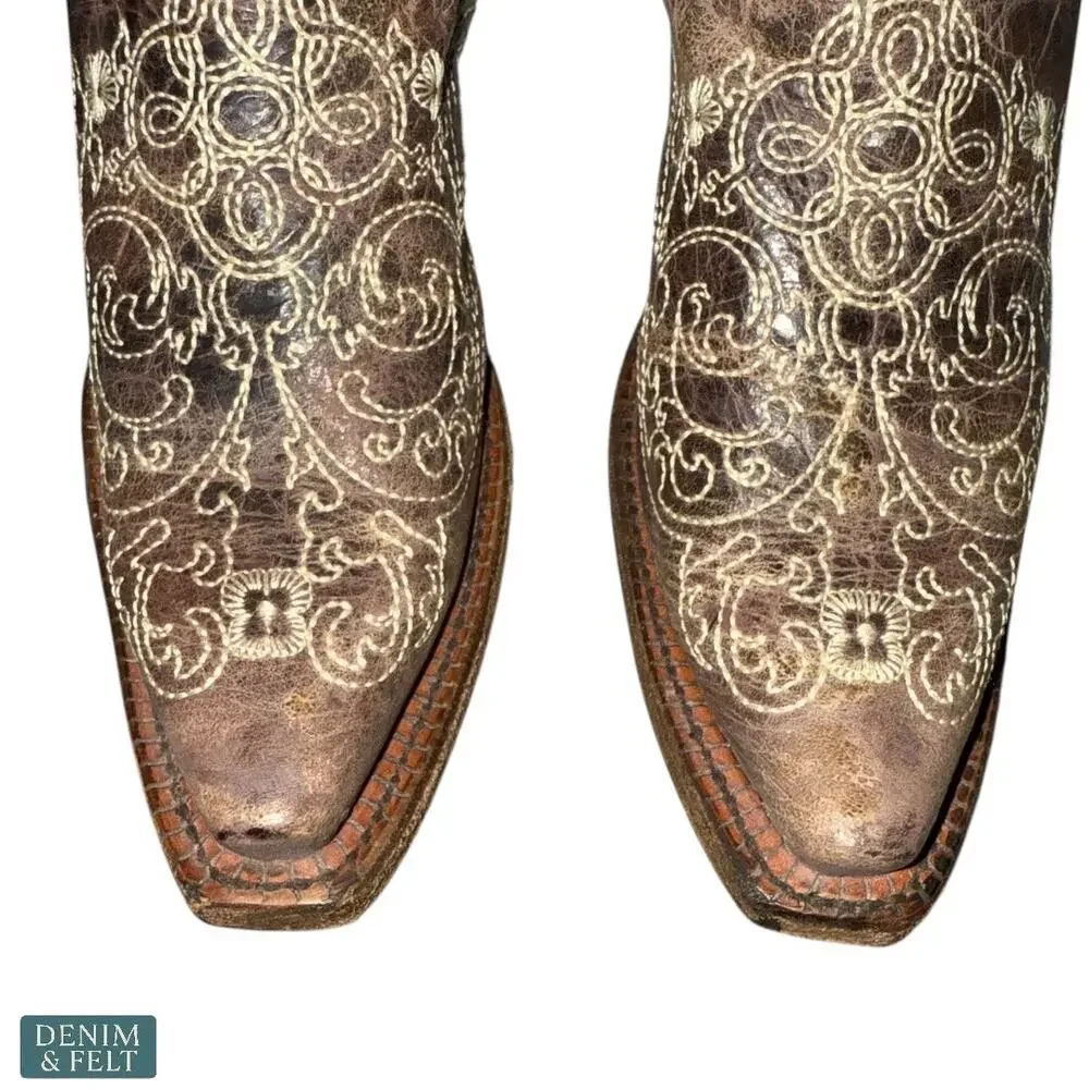 Corral‎ Youth Embroidered Snip Toe Cowboy Western Boots Cowhide Leather Size 3.5